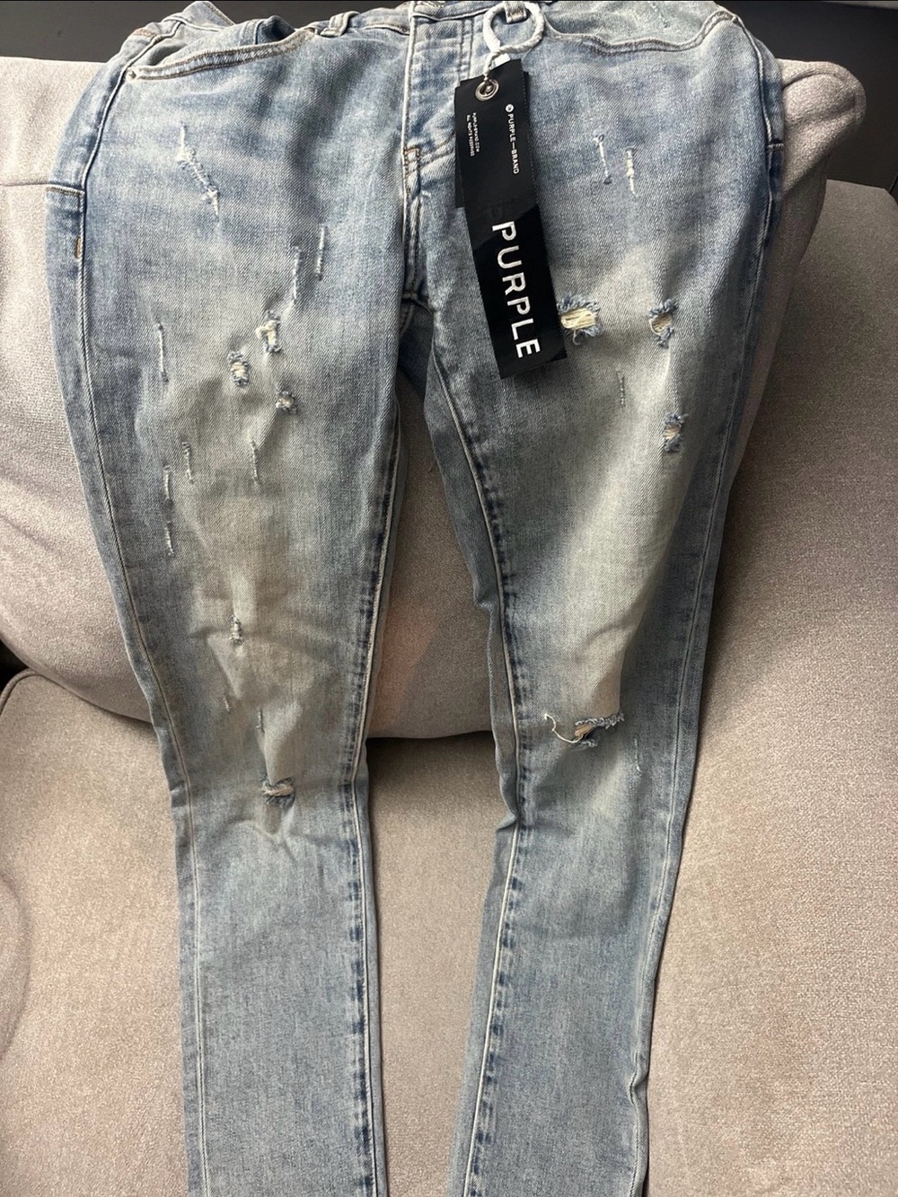 PURPLE Light Blue Men’s Skinny Distressed Jeans